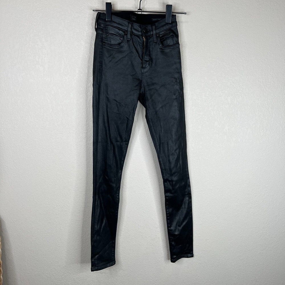 Citizens Of Humanity Rocket Skinny Jeans Women's 24 Black Coated Denim High Rise